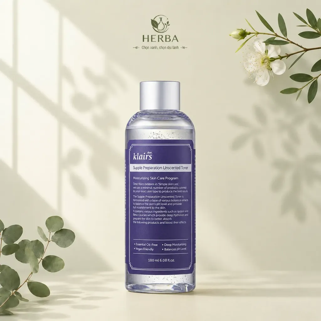 Nước cân bằng Dear Klairs Supple Preparation Unscented Toner không mùi 180ml